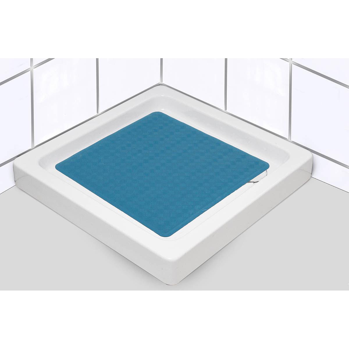FOND DE DOUCHE CAOUTCHOUC NATUREL 53X53CM BLEU CANARD