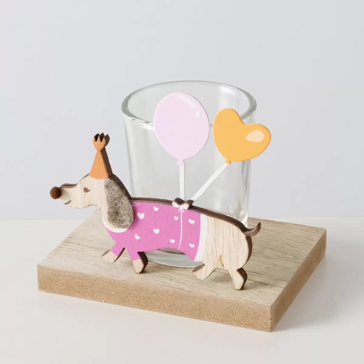Windlicht Hund Tweety beige,blau,braun,rosa