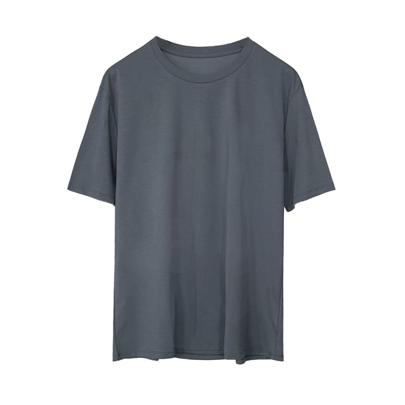 Remeefa - T-shirt met korte mouwen en ronde hals, effen
