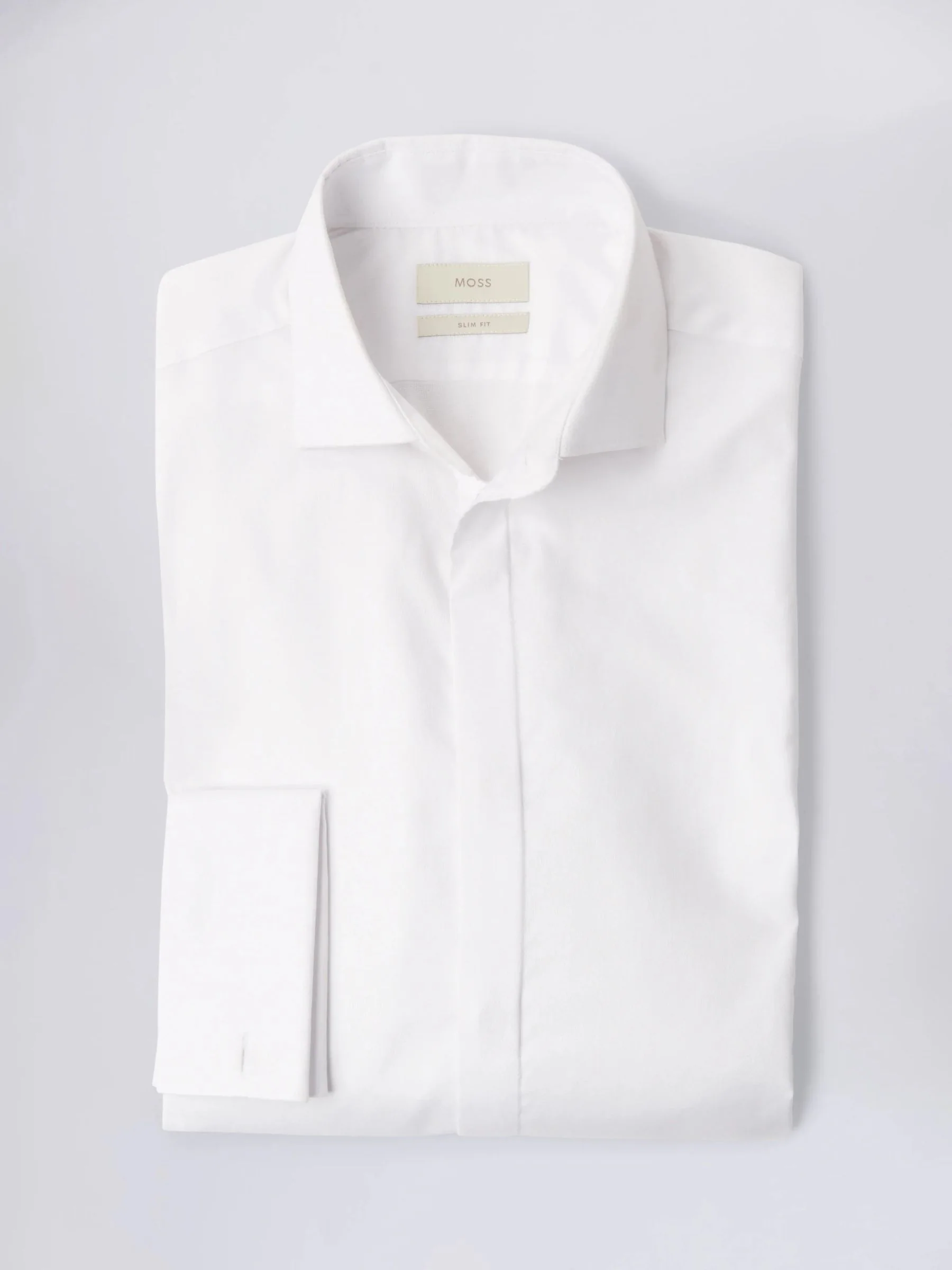 MOSS wit slim-fit overhemd met verborgen knoopsluiting
