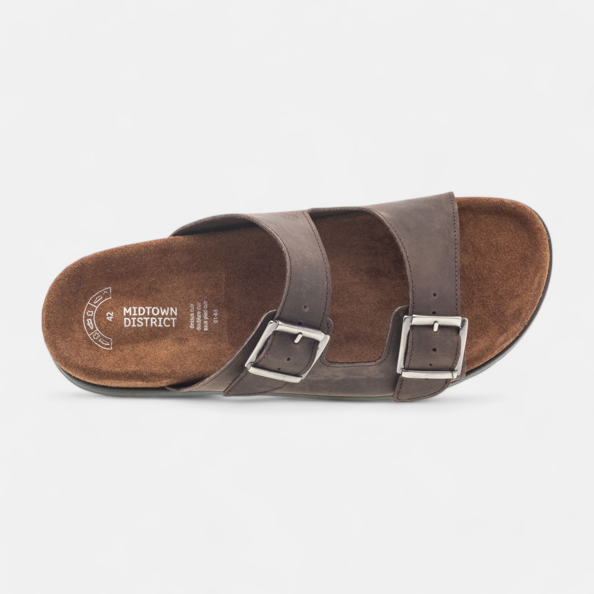 Mules Homme en cuir marron