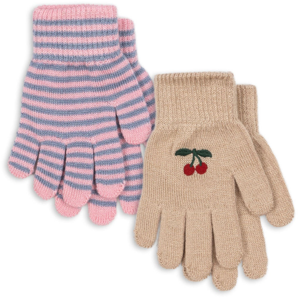 Køb Konges Sløjd Cherry/Stripe 2 Pak Filla Handsker
