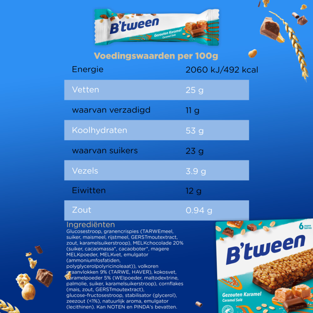6x Hero B'tween Mueslireep Salted Caramel6x23 gr