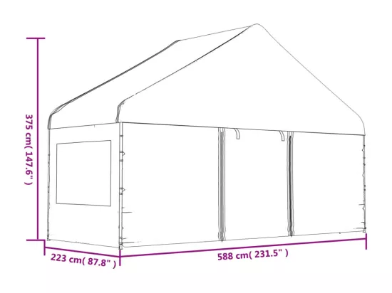 Belvédère avec toit blanc 11,15x5,88x3,75 m polyéthylène