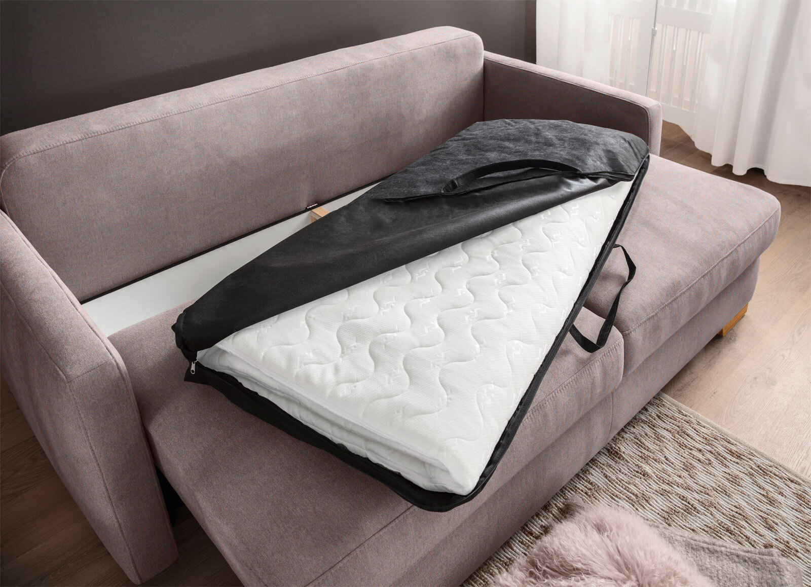 Schlafsofa Letty de Luxe Braun 226x96x106 cm