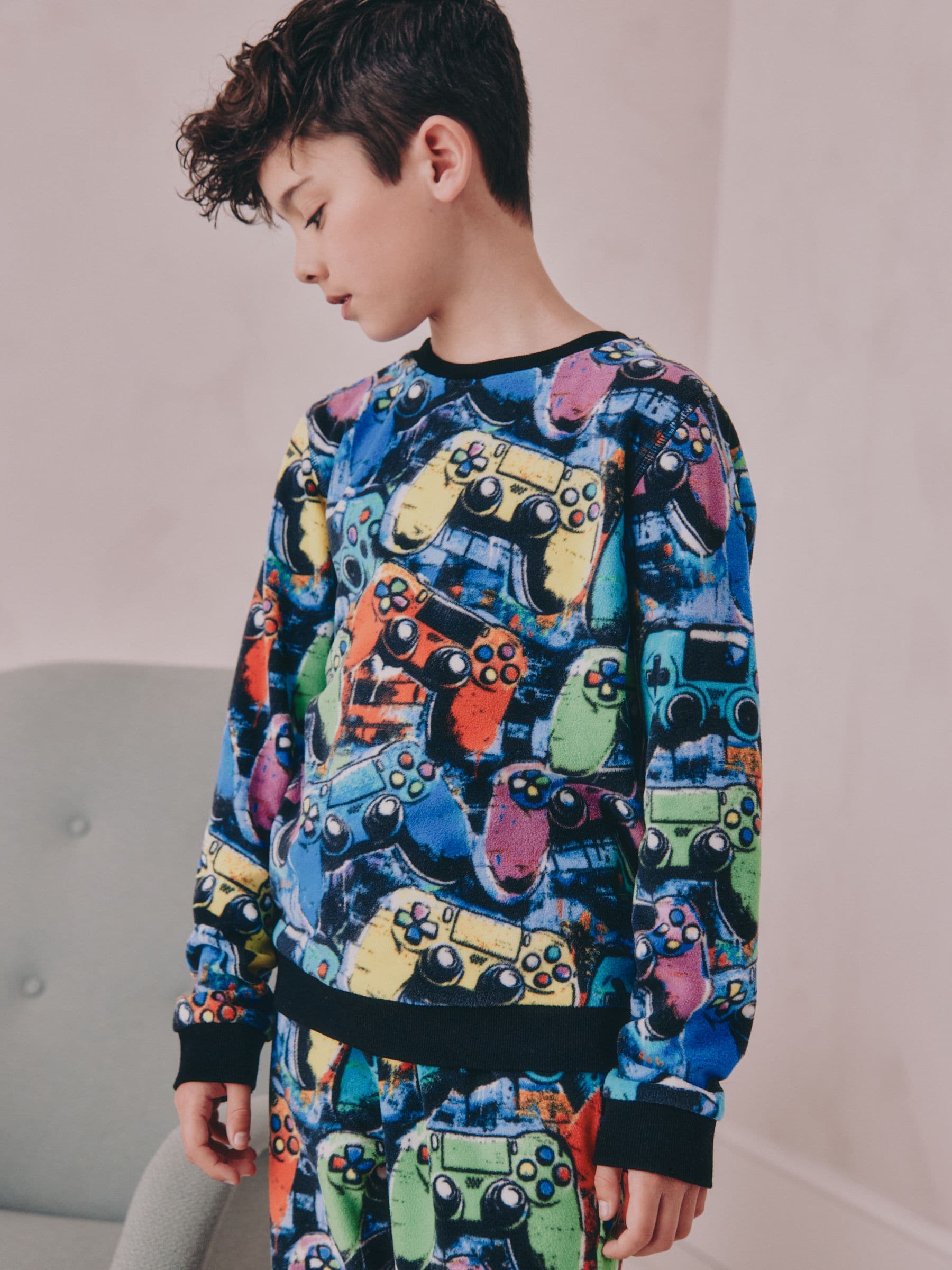 Meerkleurig - Enkele behaaglijke fleece pyjama (3 - 16 jr)