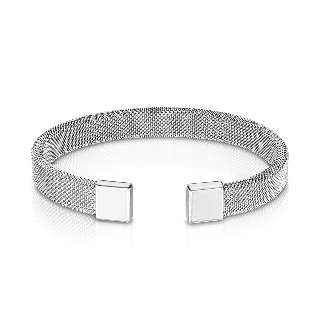(Ø56mm) 316L Edelstahl Armband Mesh Accessoire Armreif - Silber
