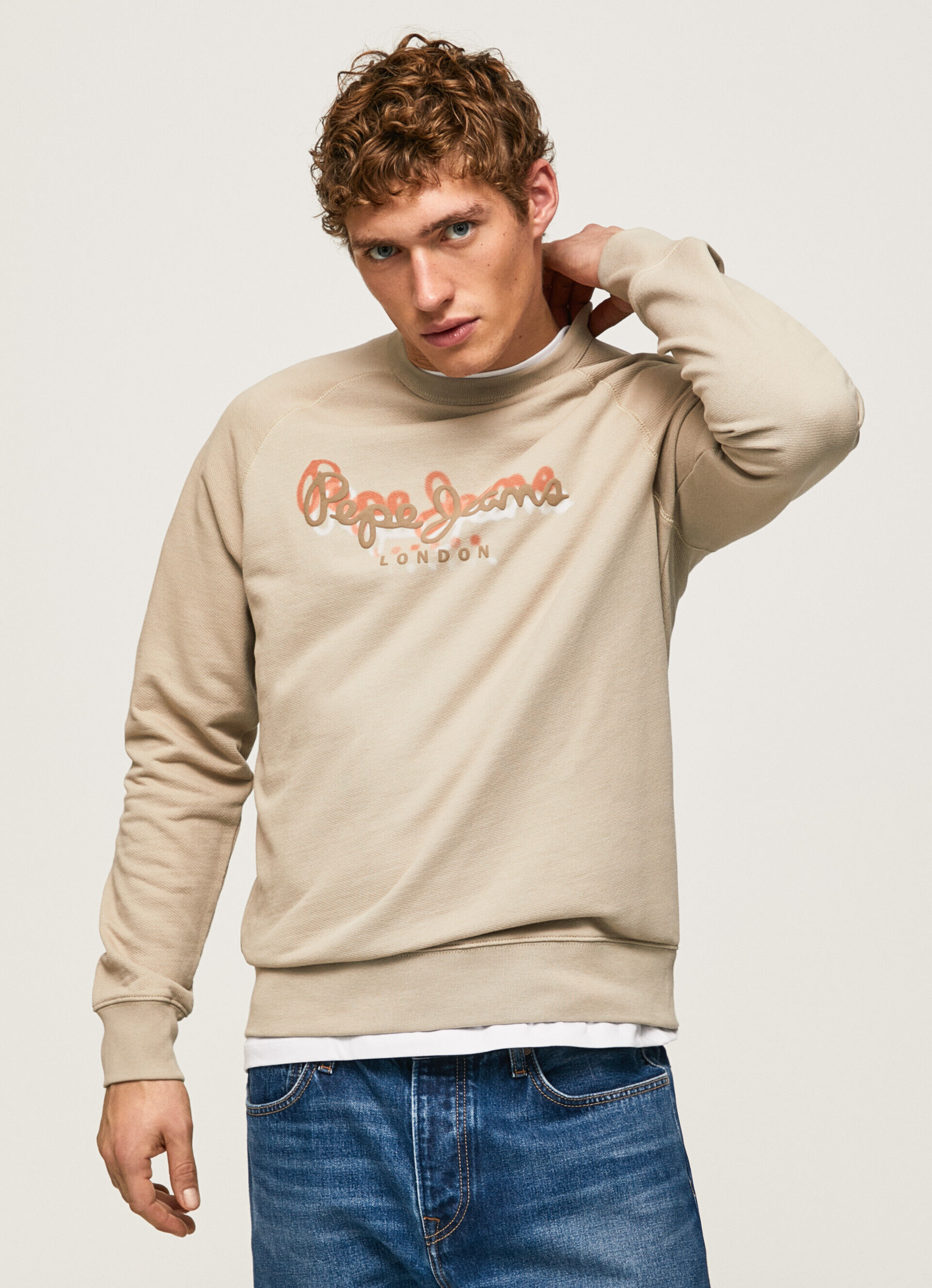 MOLETOM COM LOGOTIPO ESTAMPADO - bege malte