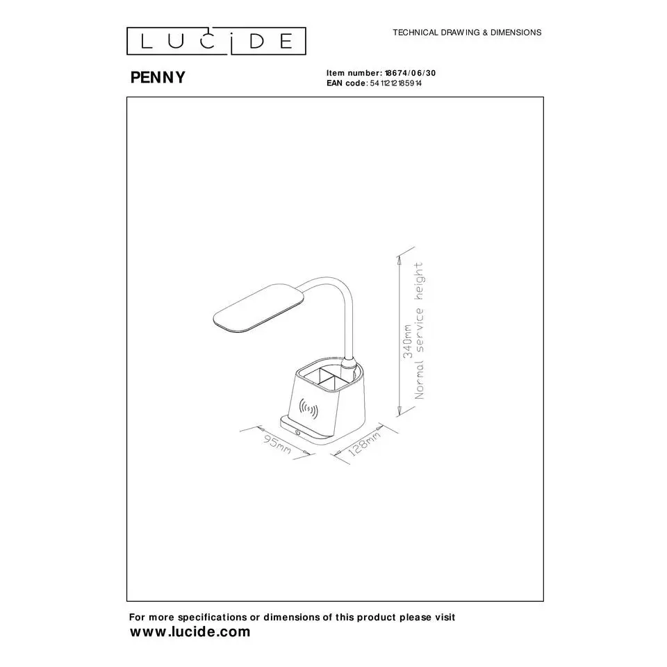 Lucide PENNY Bureaulamp - Zwart