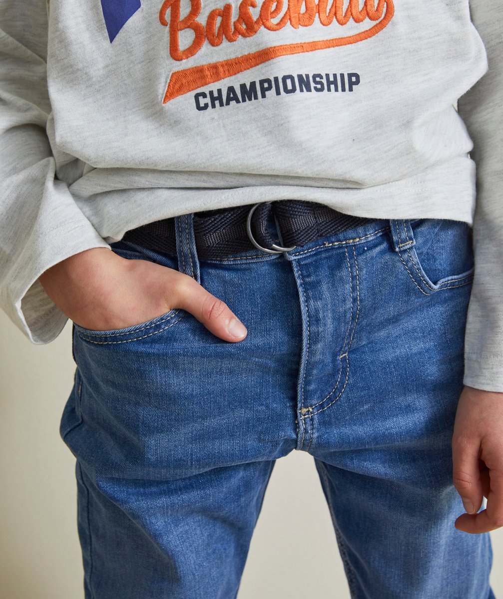 PANTALON SLIM GARÇON EN DENIM ULTRA-RÉSISTANT AVEC CEINTURE