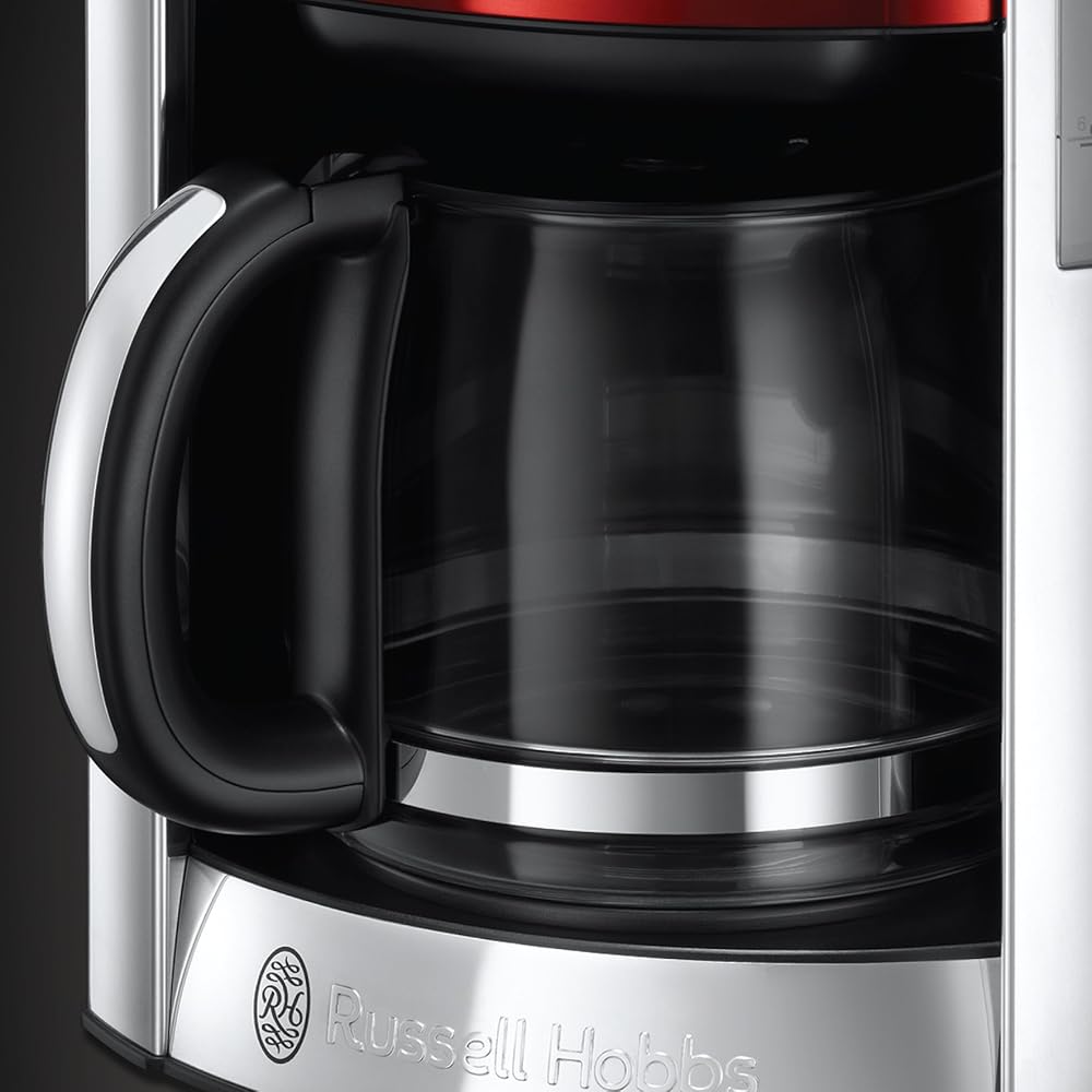 Russell Hobbs Cafetière [Technologie WhirlTech-extraction optimale] Luna rouge (1000W,Verseuse en verre 1,5L, 12 tasses, Programmable, Minuteur digital, Auto-Nettoyante) Machine à café filtre 23240-56 : Cuisine et Maison