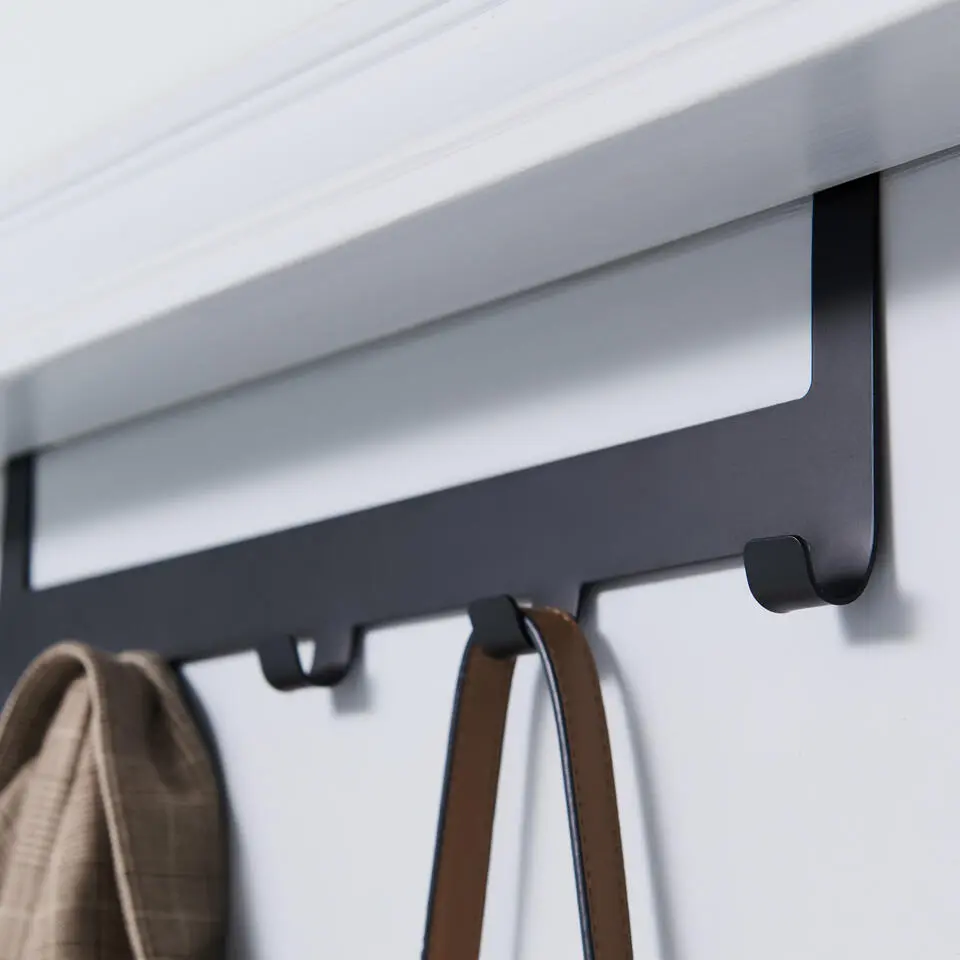 Metalen Deurkapstok Deurhanger Kapstok voor Handdoek en Kleding, Metaal, Zwart