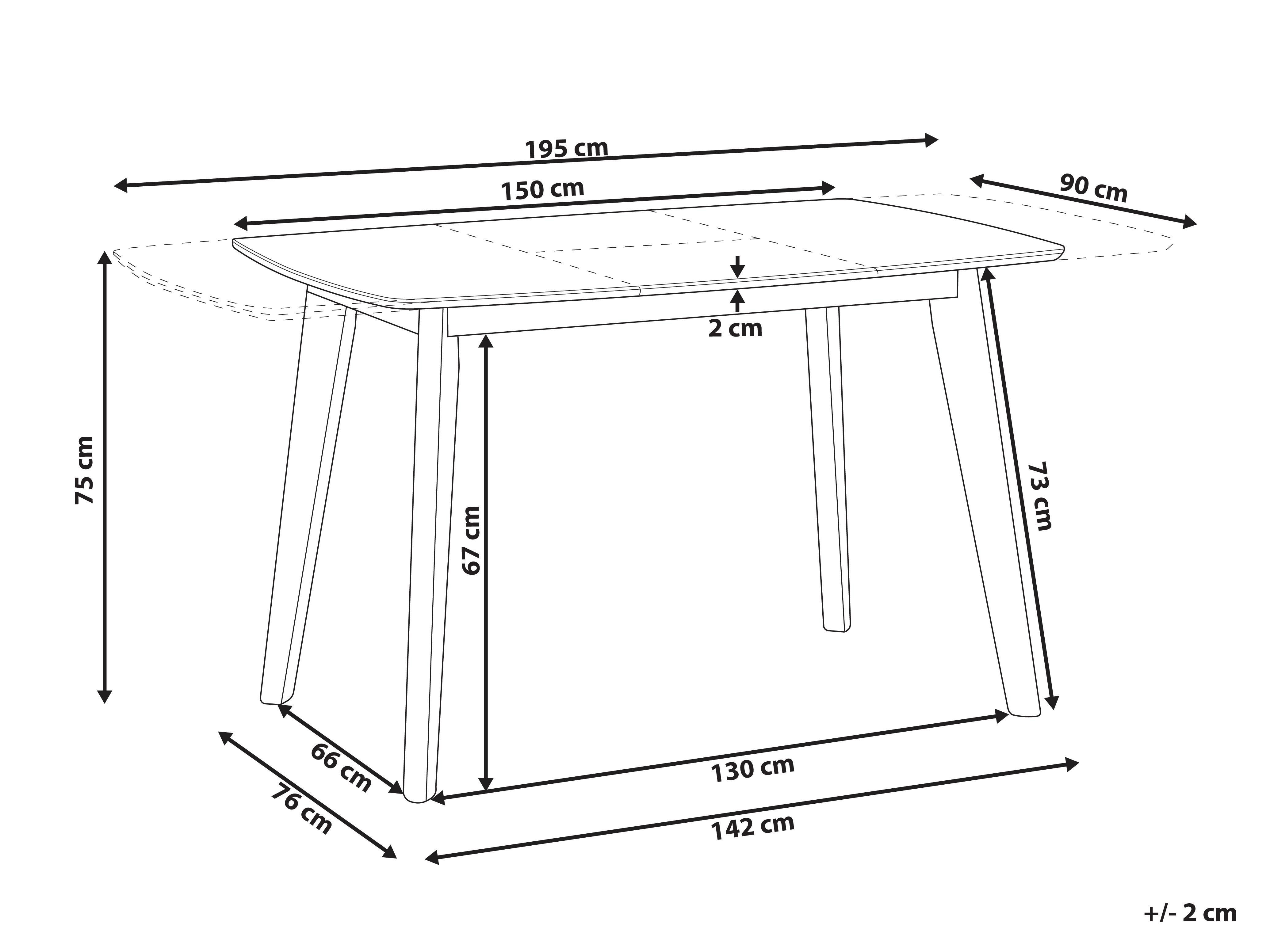 Eettafel uitschuifbaar SANFORD Wit 90 cm 150/195 cm