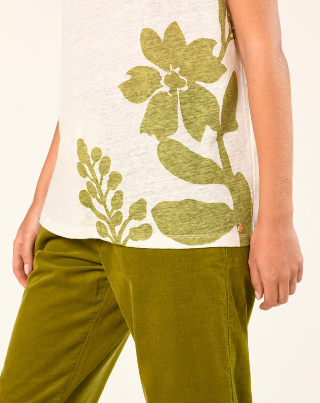 Harris Wilson T-Shirt 100% Lin Quatia imprimé écru/doré