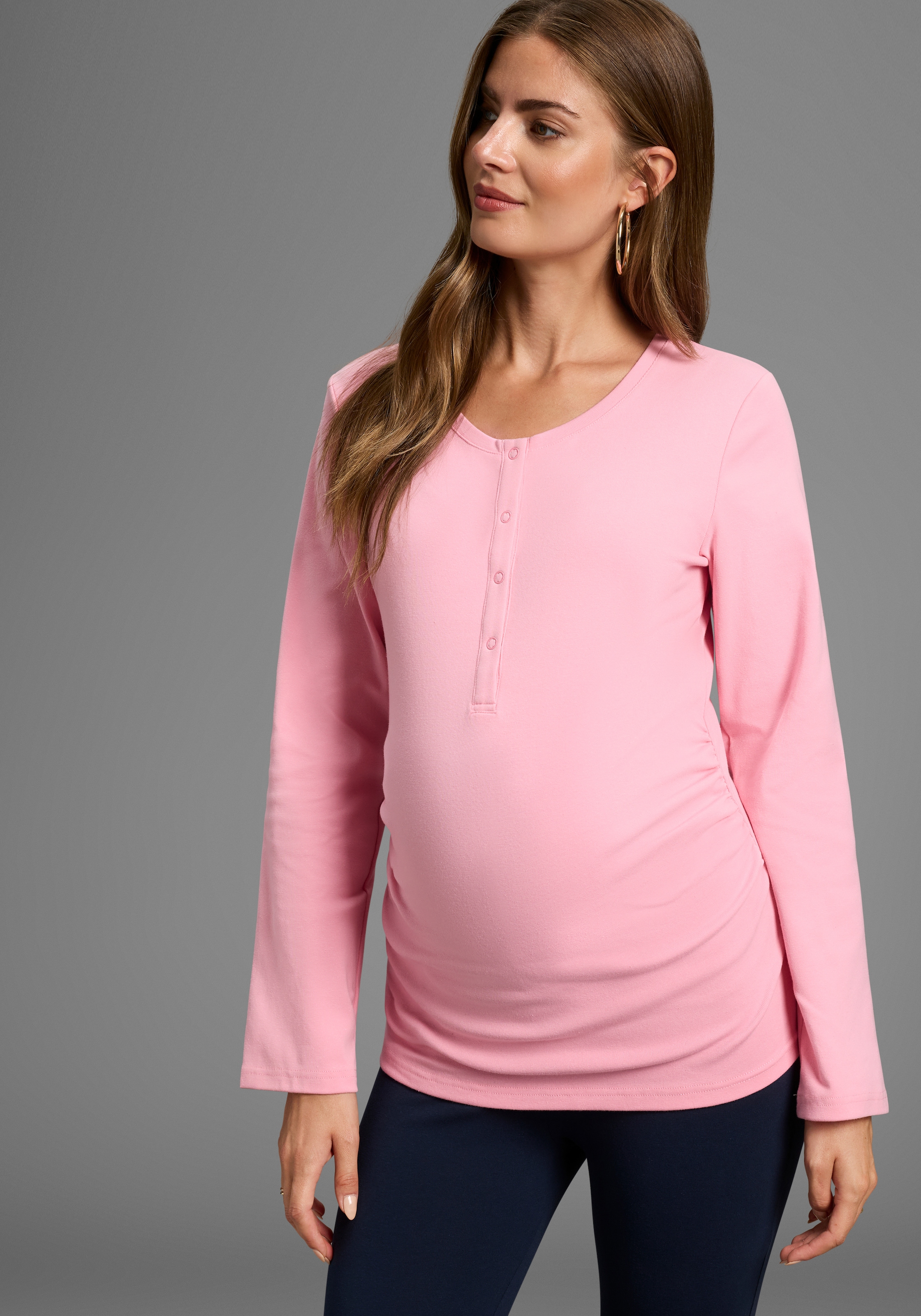 Neun Monate Umstandsshirt »2er Pack Stillshirts mit praktischem Ausschnitt«, 2 Stk. 2er Pack Umstands-Shirt für Schwangerschaft und Stillzeit