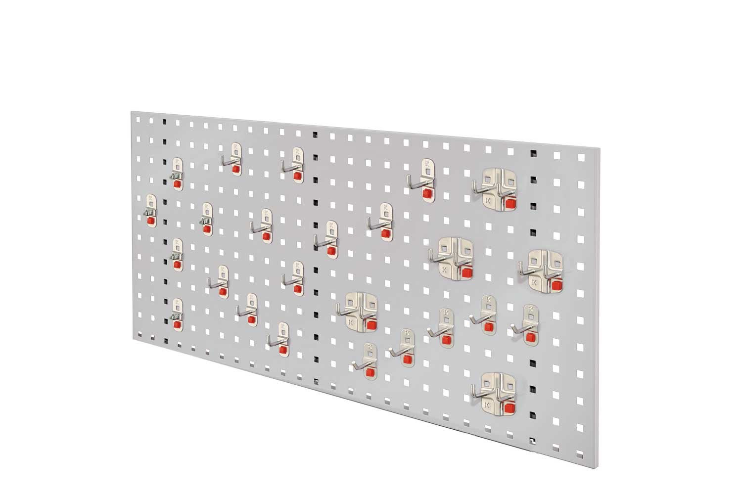 Kappes® RasterPlan by ABAX Starter Set #8 1x Geperforeerde plaat 1000x450mm 1x Gereedschapshouders assortiment 25-delig Lichtgrijs RAL 7035