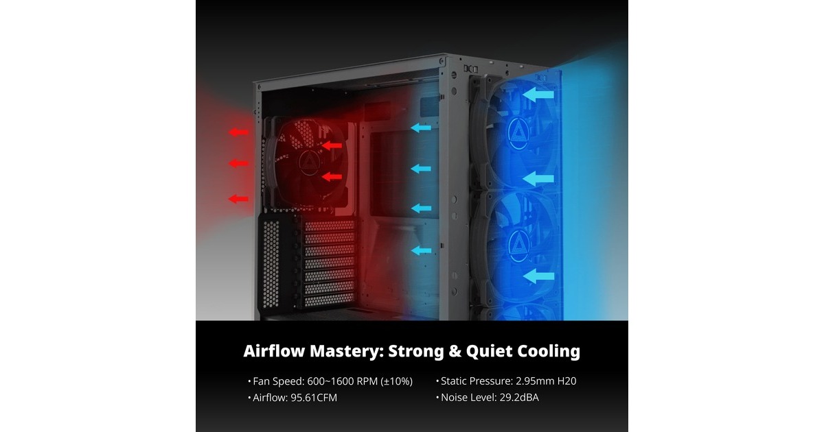 MontechHP140 ARGB PWM case fan  (Zwart, 140 x 140 x 25 mm)