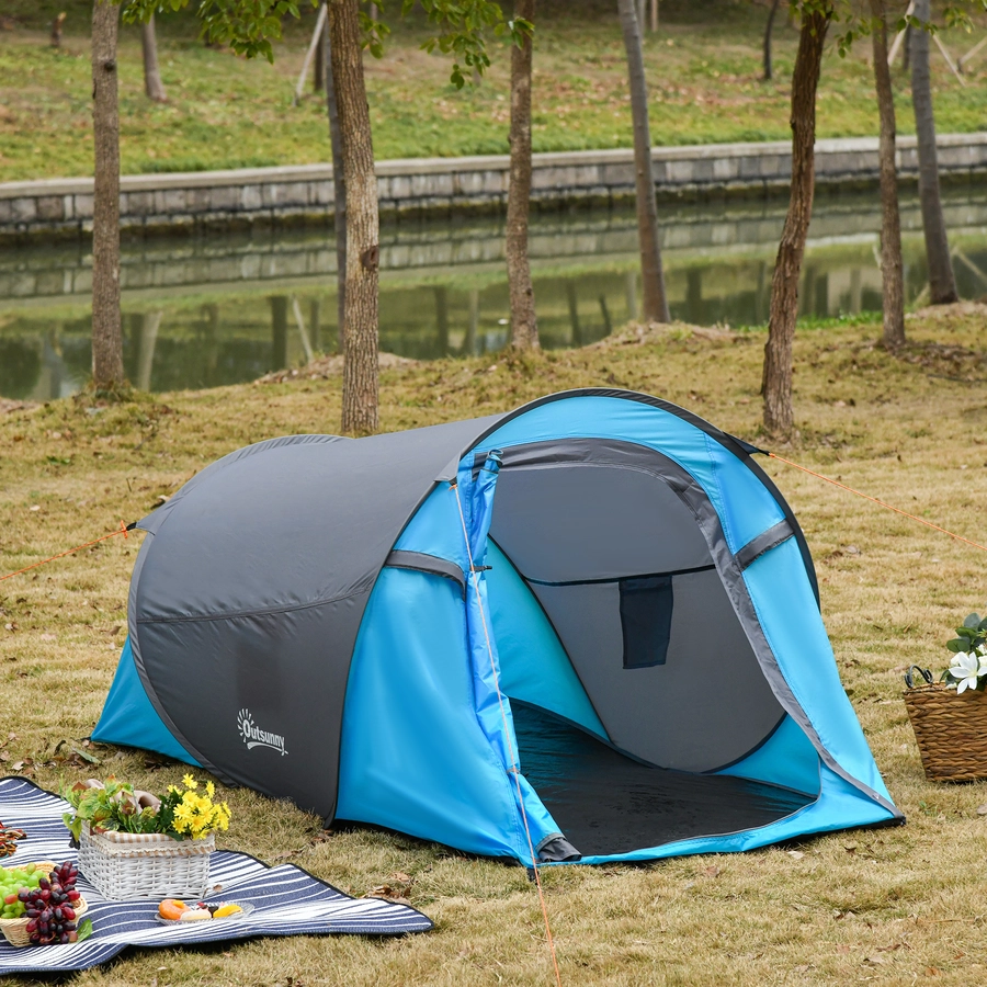 Outsunny Campingzelt für 1-2 Personen blau, grau