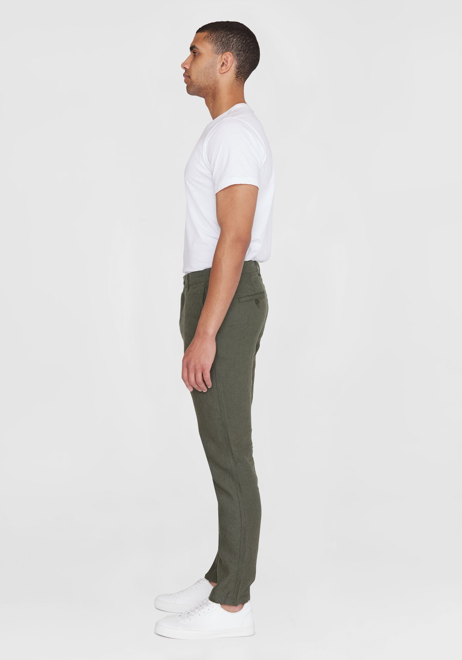 Knowledge Cotton Apparel Leinenhose Chuck Regular Linen Pants Burned Olive