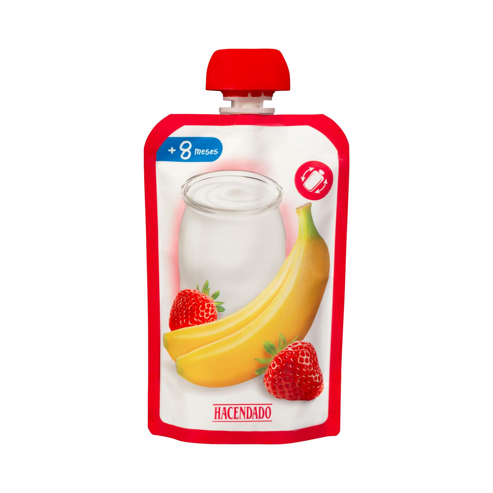 Dessert laitier pour nourrissons Hacendado Fraise et Banane +8 mois