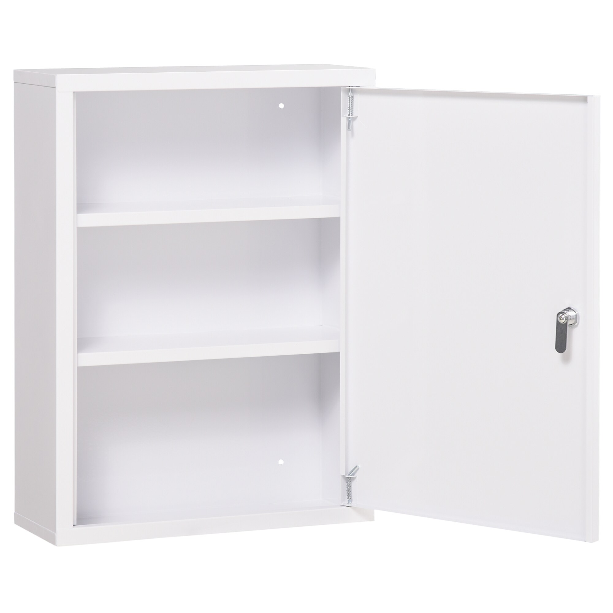 kleankin Medizinschrank mit einer Tür, drei Ebenen und Schloss weiß 40L x 15B x 53,5H cm