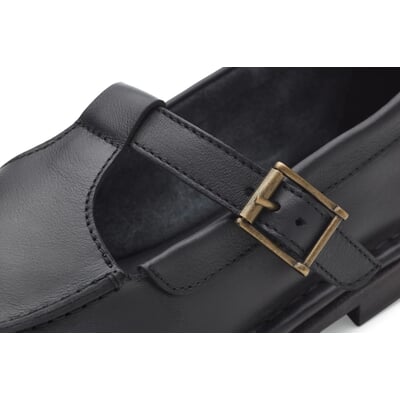Damen-Loafer mit Riemen, Schwarz