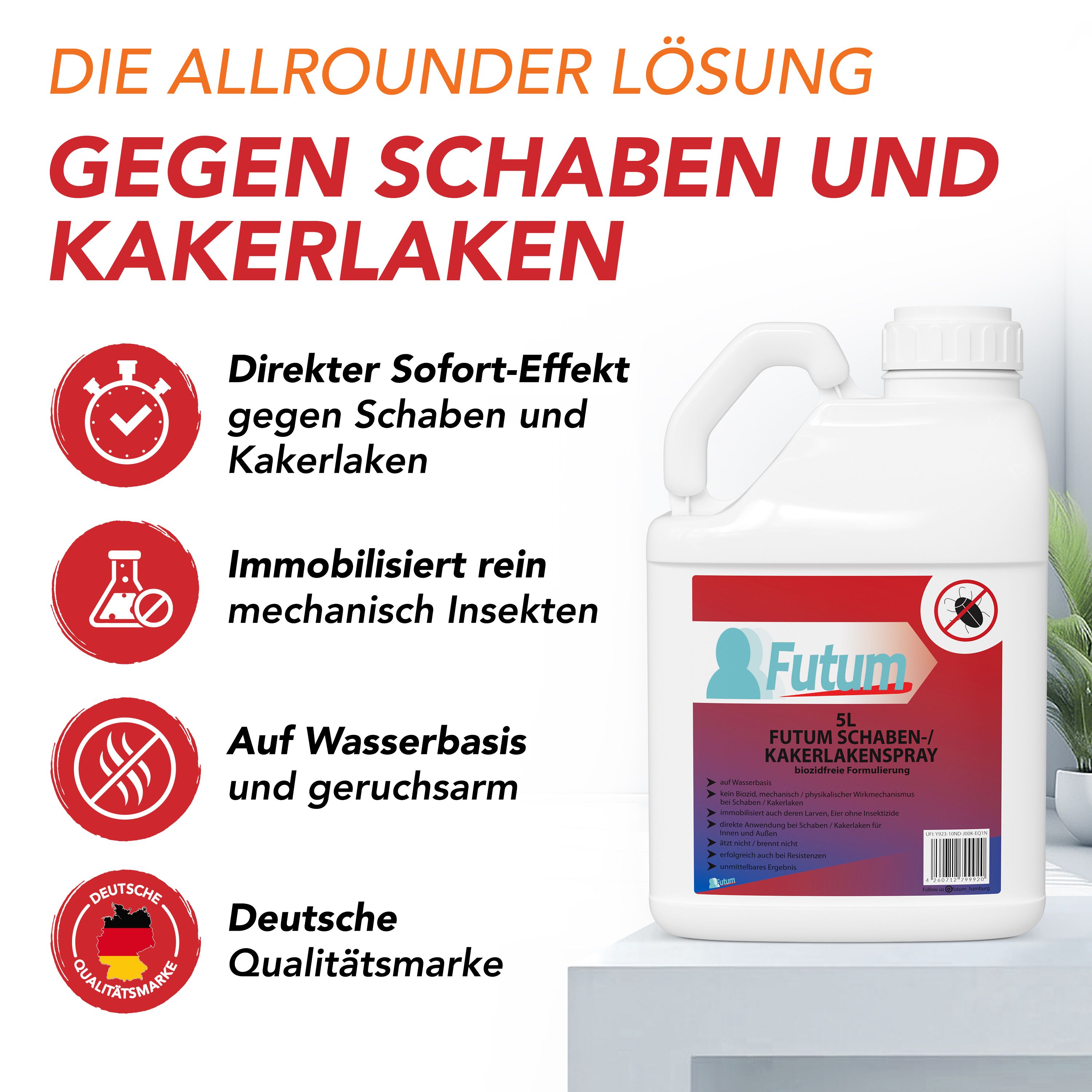 FUTUM 5L Schaben- / Kakerlakenspray + TRIGGER