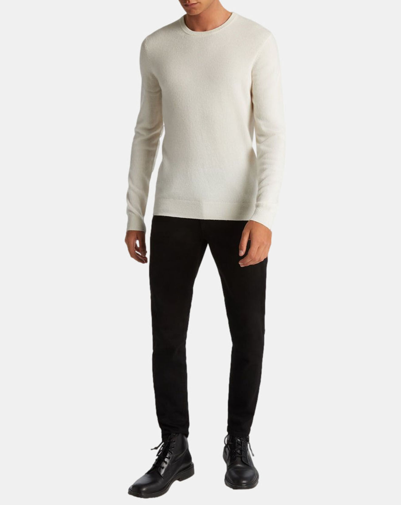 Galeries Lafayette Pull 100% Cachemire Machron col rond écru