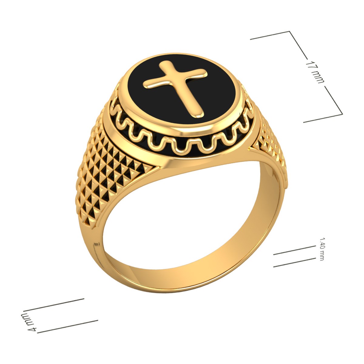 Bague Or Jaune Motif Croix 8grs - Idée Cadeau Anniversaire Unique