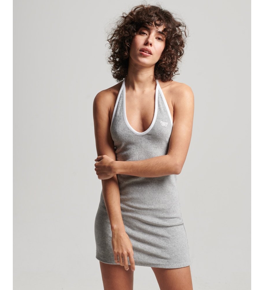 Vestido vintage cinza com decote halter da Superdry