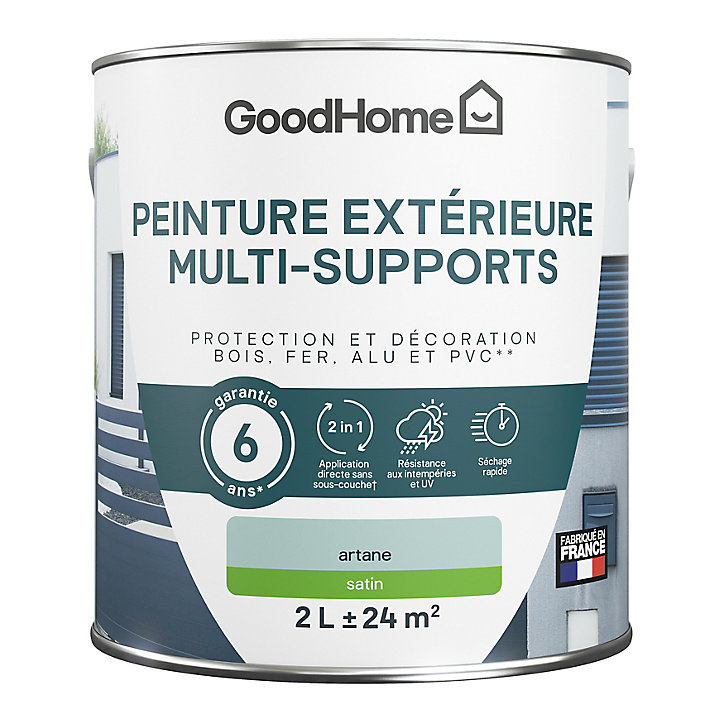 Peinture extérieure multi-supports GoodHome Artane vert RAL 1908010 2L