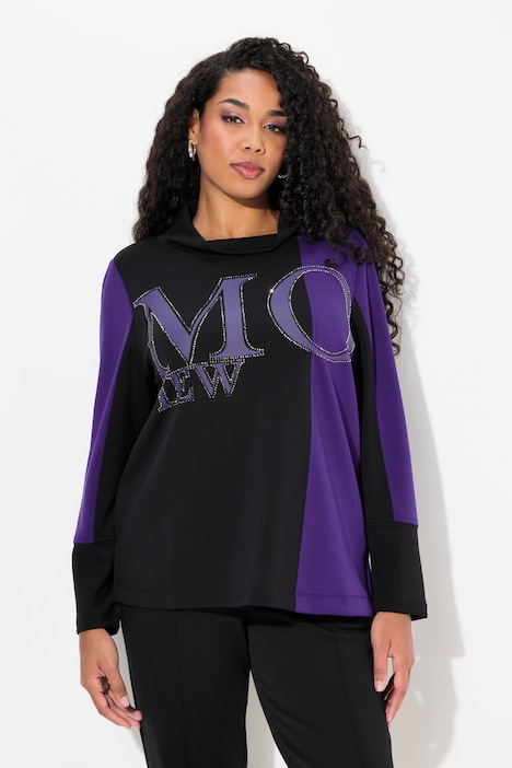 Sweatshirt, Zierstein-Schriftzug, Stehkragen, Langarm