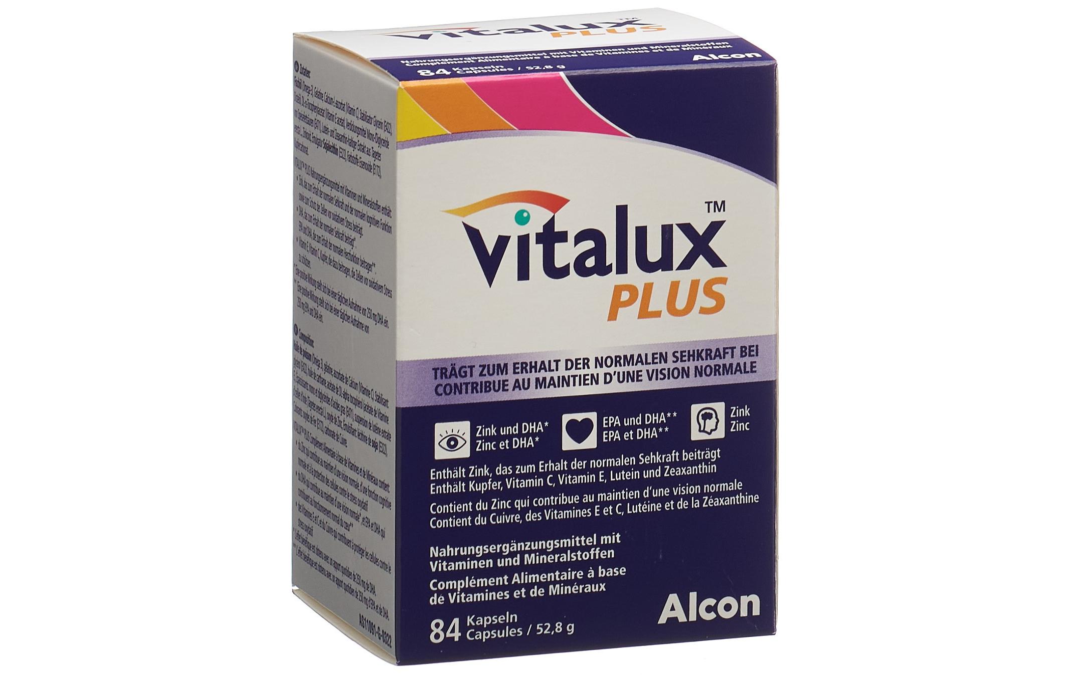 Vitalux Plus 84 KapselnVitalstoffkombination mit Lutein und Omega 3