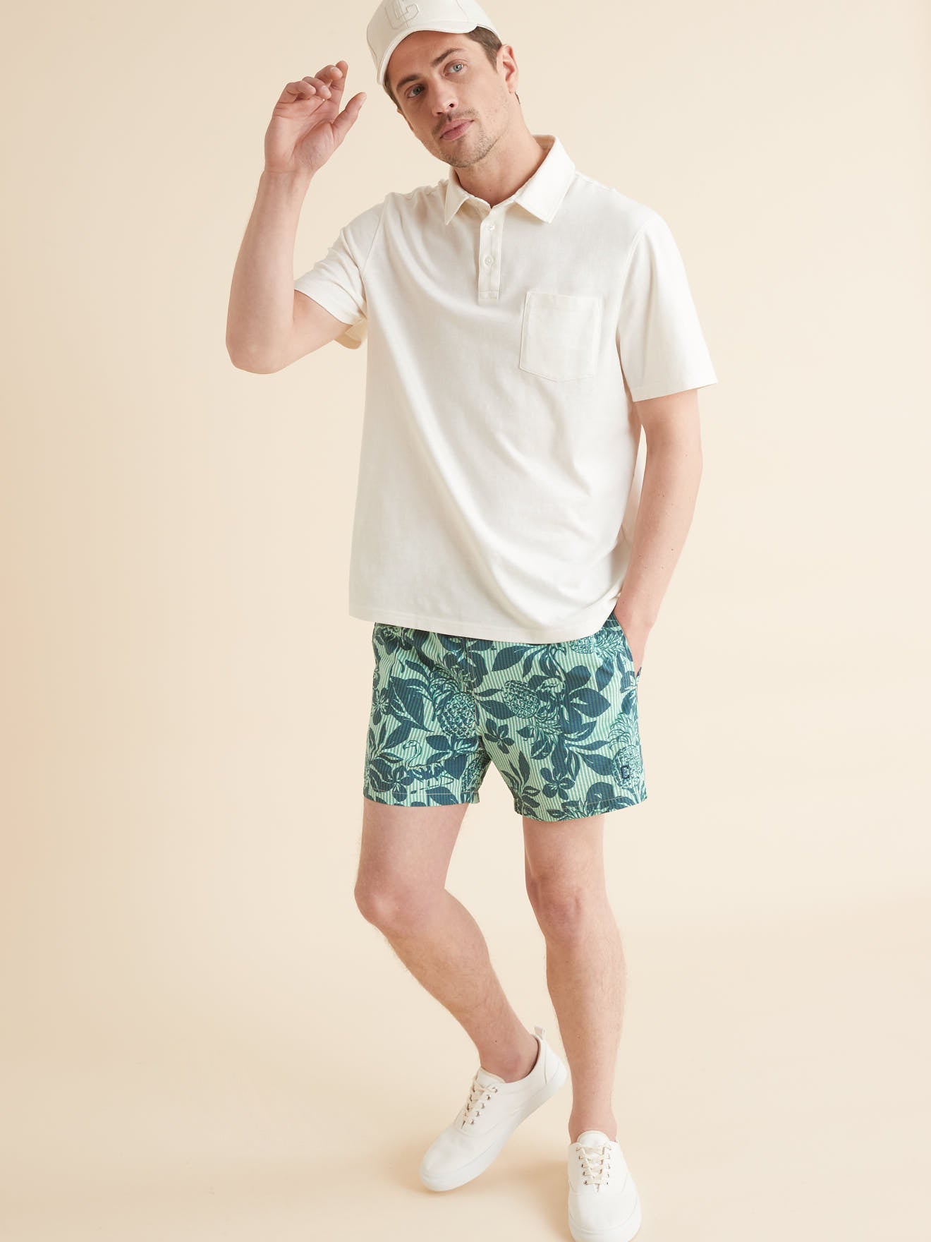 Short de bain imprimé fleuri homme