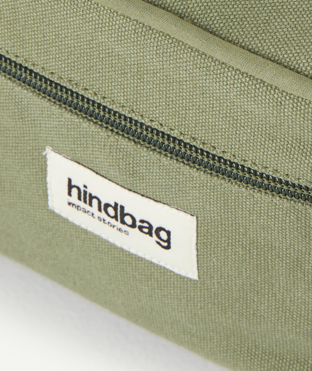 HINDBAGVANITY BAG GASPARD EN COTON BIO VERT OLIVE