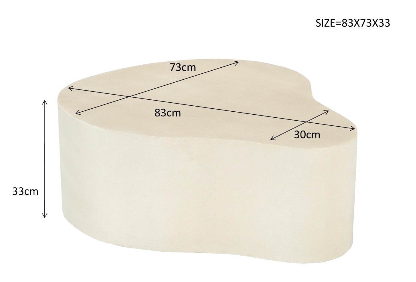 Salontafel Organic Sandy B83 x D73 x H33 cm