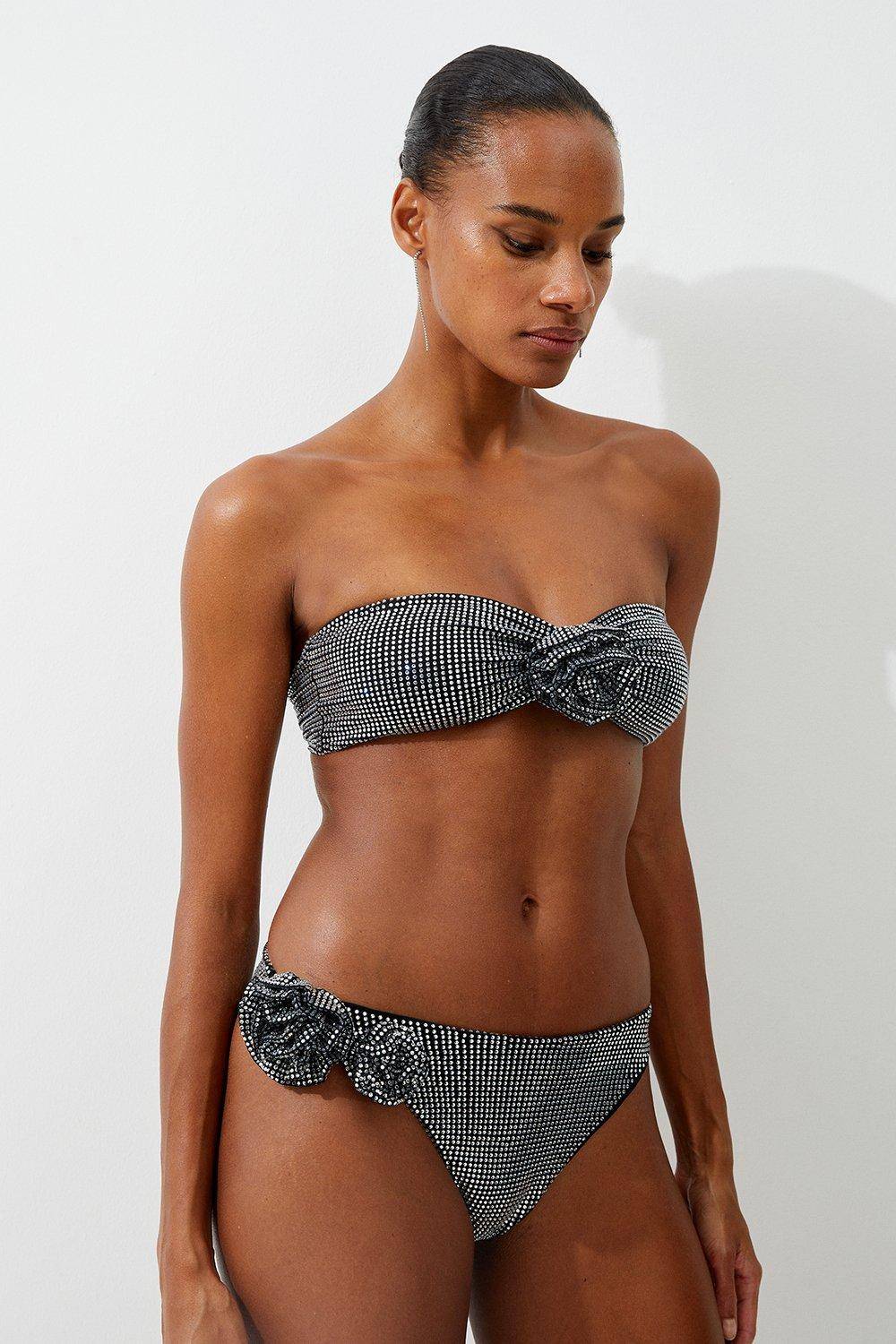 KarenMillen Bas de bikini orné à motif rosette premium