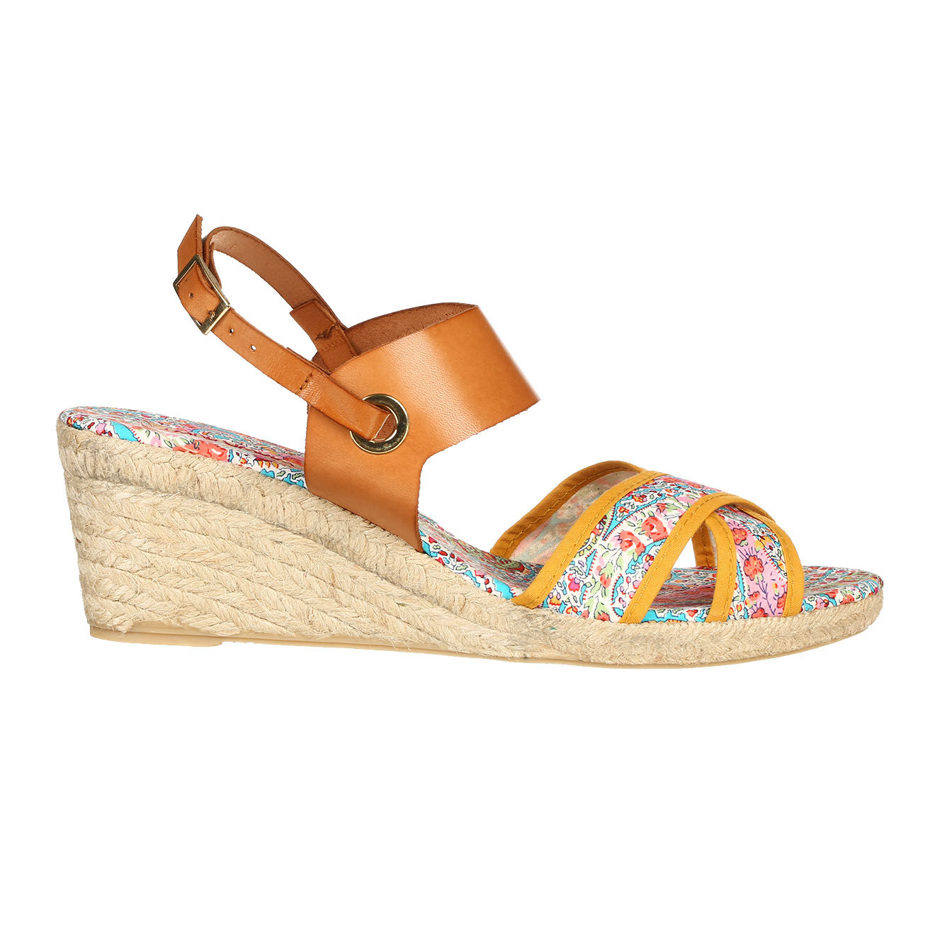 Pare Gabia Sandales compensées en Toile & Cuir Talma multicolore Talon 7cm