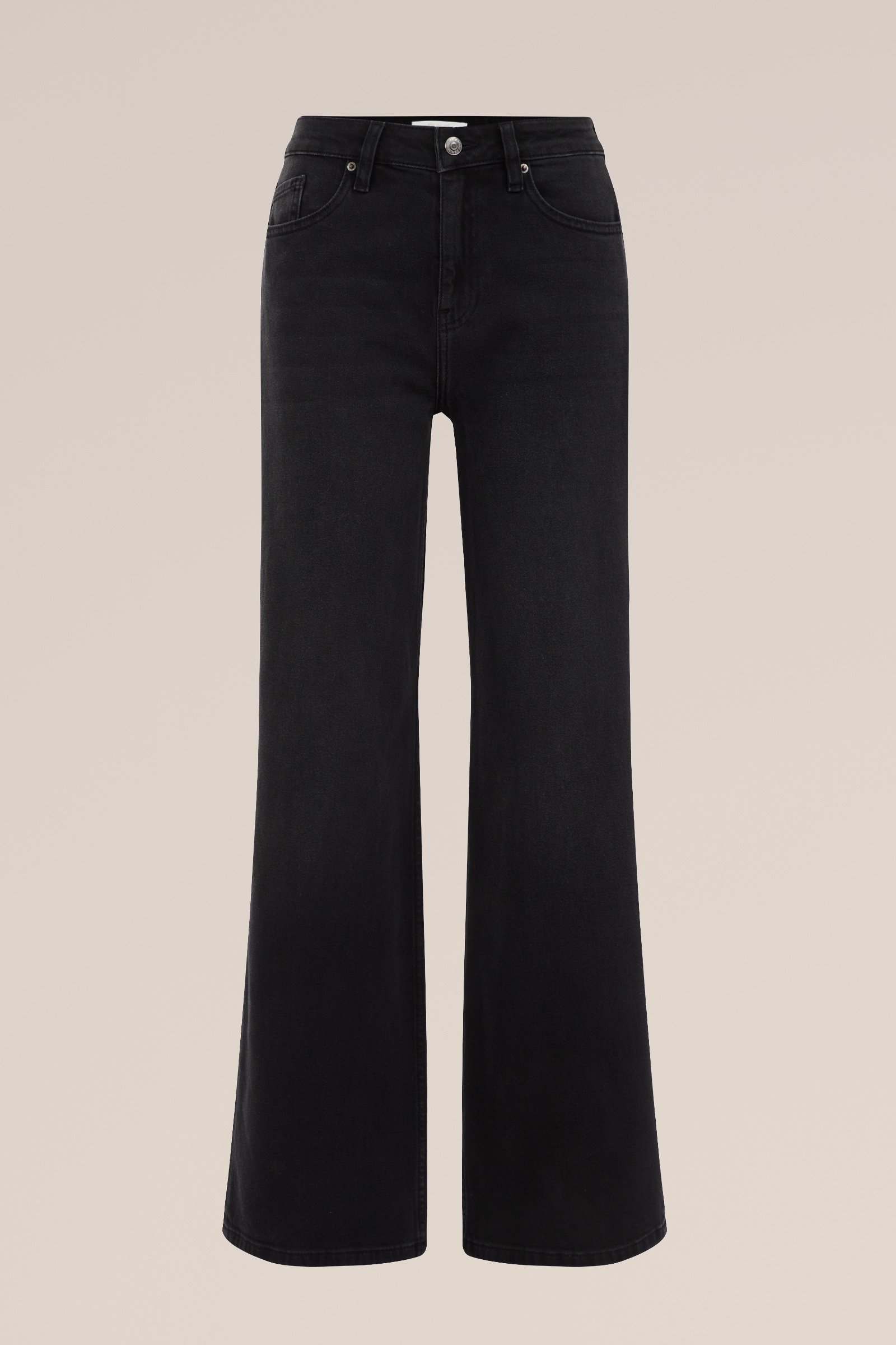 high rise wide leg jeans met stretch Blue Ridge Zwart
