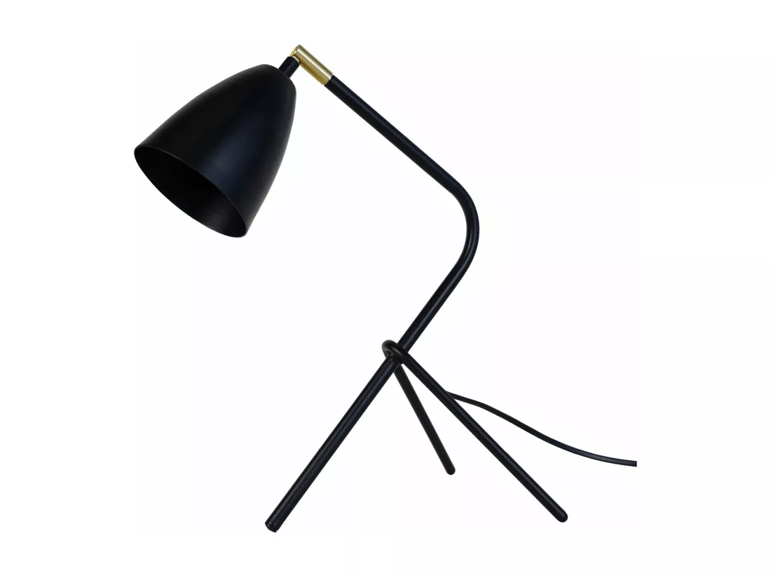 Lampe de bureau trépied métal noir45 cm.