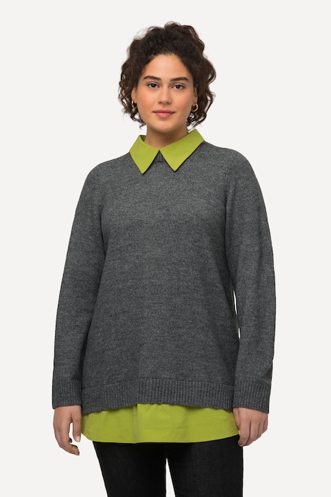 Pullover, A-Linie, Hemdkragen, Langarm