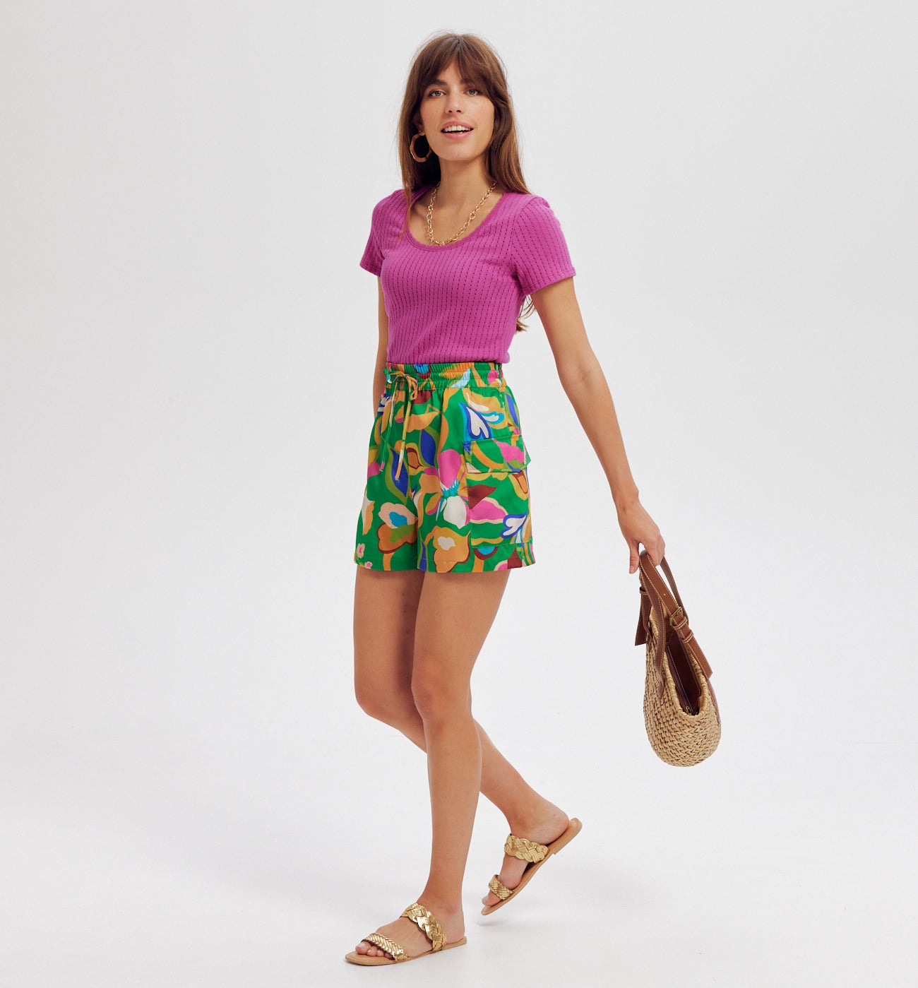 T-shirt en maille pointelle - Cassis