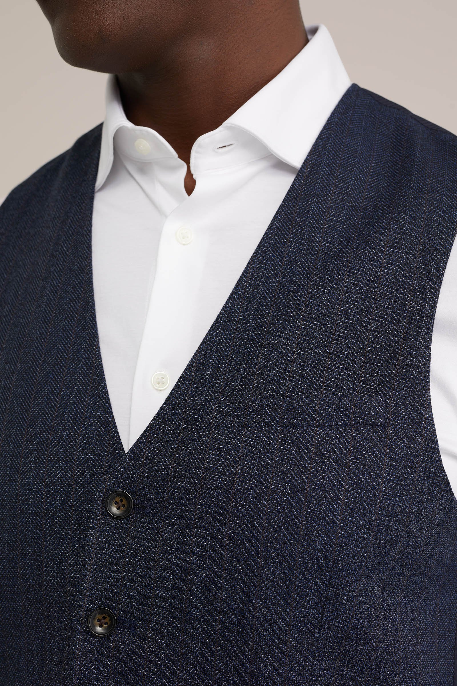 slim fit gilet met jacquard dessin WE Fashion Donkerblauw