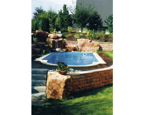 Zwembadrandsteen Aquitaine element met binnenbocht voor straal 200 cm, betonwit, 50 x 31 x 3,2 cm