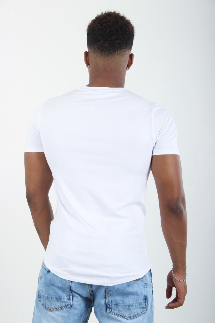 T-shirt chien brodé blanc