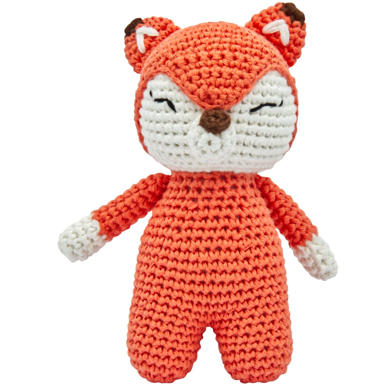 Handgestrickter Fuchs gehäkelt aus Baumwolle Spielzeug 15 cm