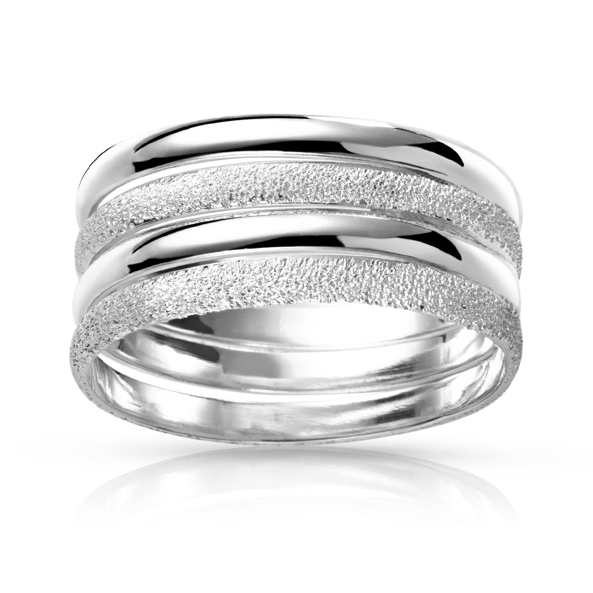Bague argent 925 polie et granitée