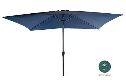 PARASOL RECTANGLE INCLINABLE ALUMINIUM 2X3M BLEU MARINE