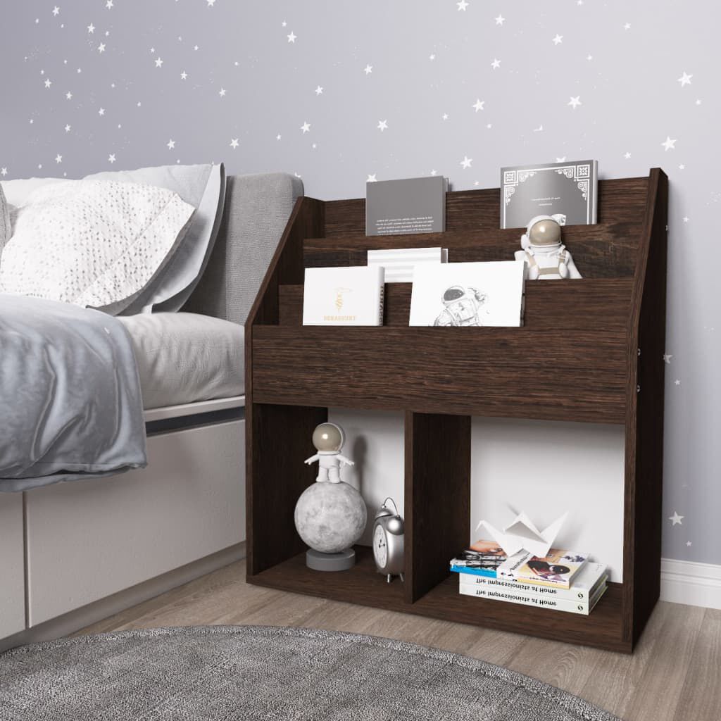 vidaXL Tijdschriftenrek voor kinderen gerookt eikenhout 71x30x78,5 cm