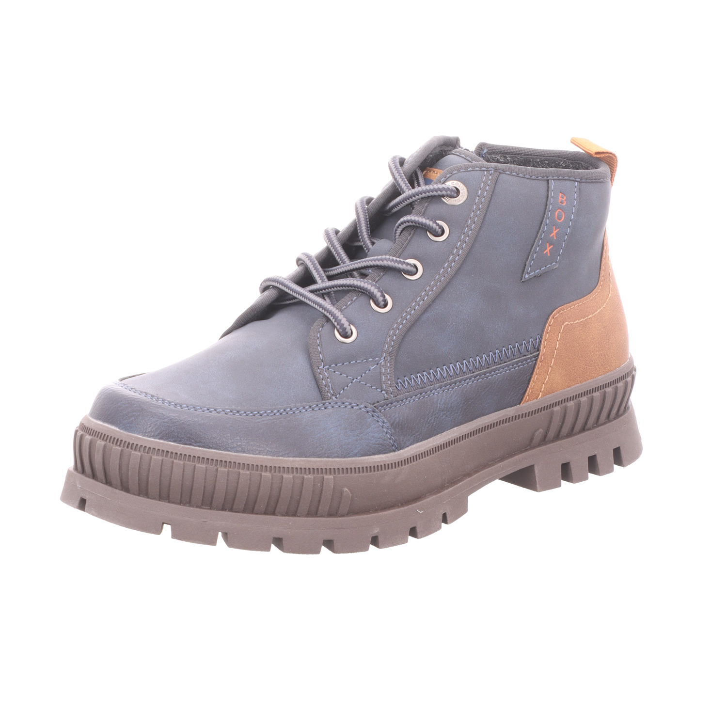 BOXX Herren-Schnürstiefelette Blau-Braun